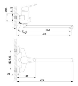 Смеситель ван/умыв 40к Lemark LM4151С  Луна - фото 7578