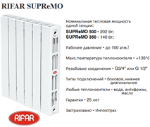 Радиатор биметаллический RIFAR SUPReMO 500-9секции